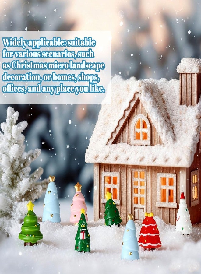 Fourluoo 48 Pcs Mini Resin Christmas Trees Figurines Miniature Christmas Figures for Crafts Small Pine Tree Ornaments Tiny Landscape Figures for Xmas DIY Craft Fairy Garden Table Vase Decor - Image 2